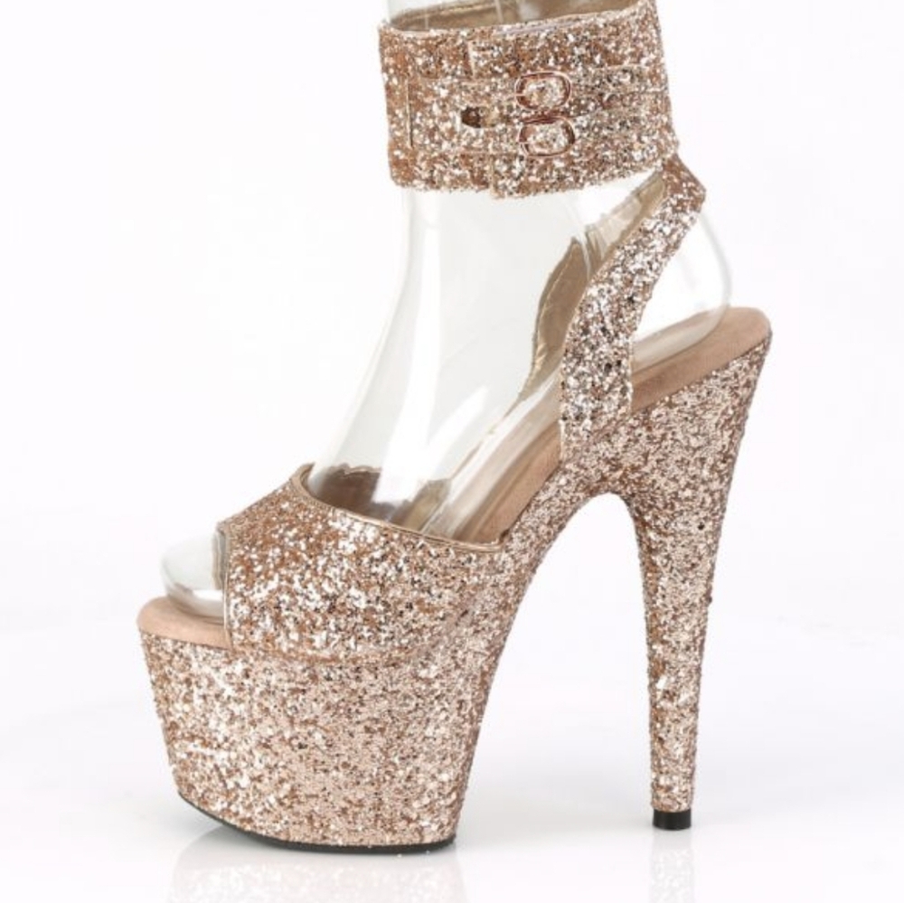 NIB Pleaser Platform Heels ADORE-791LG Rose Gold Multi SZ available
